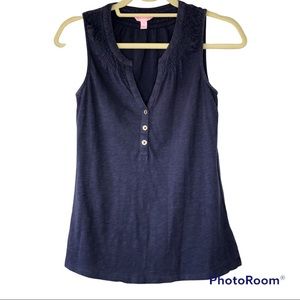 Lilly Pulitzer Sleeveless Navy Blue Top Size XS